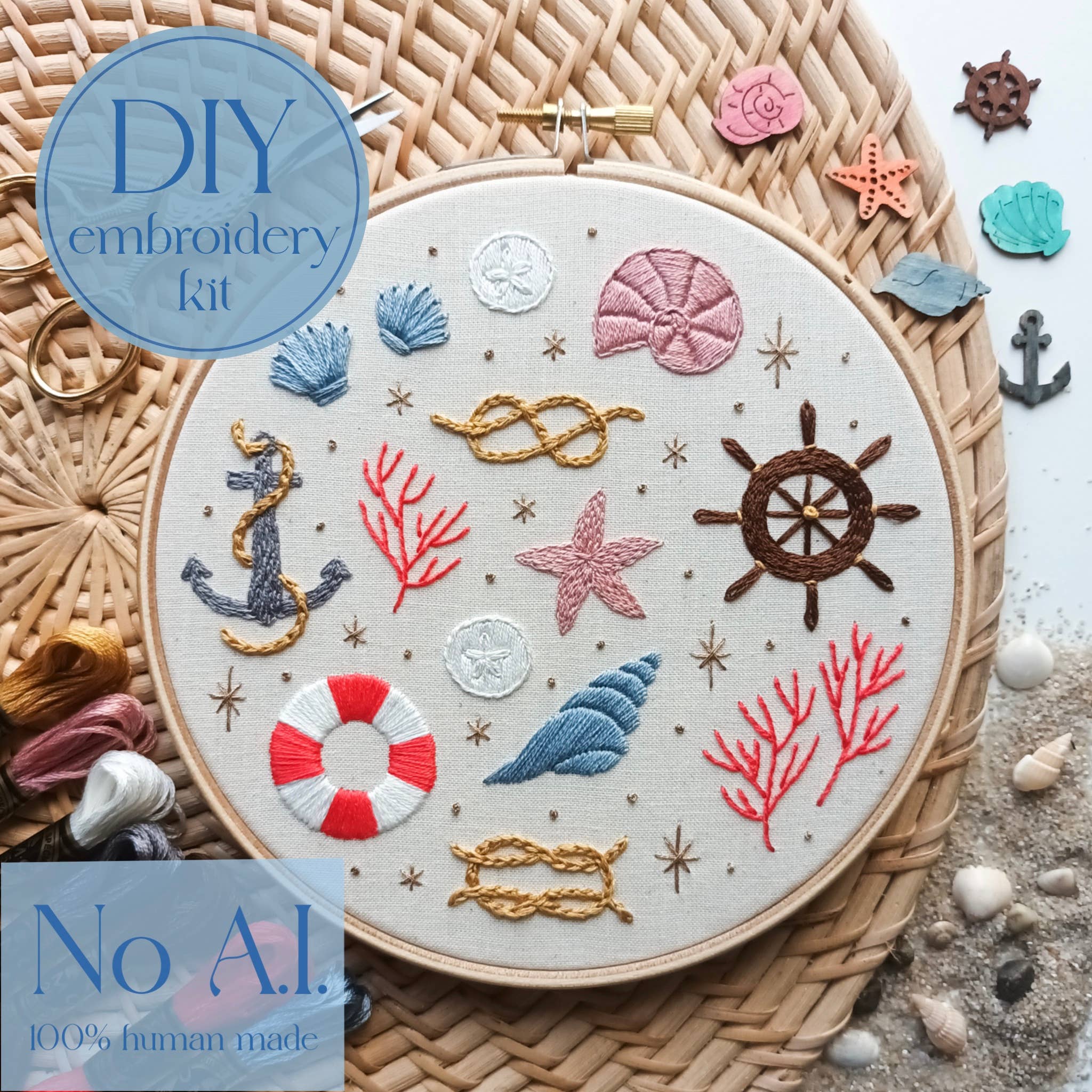 Embroidery kit - Shells and sails