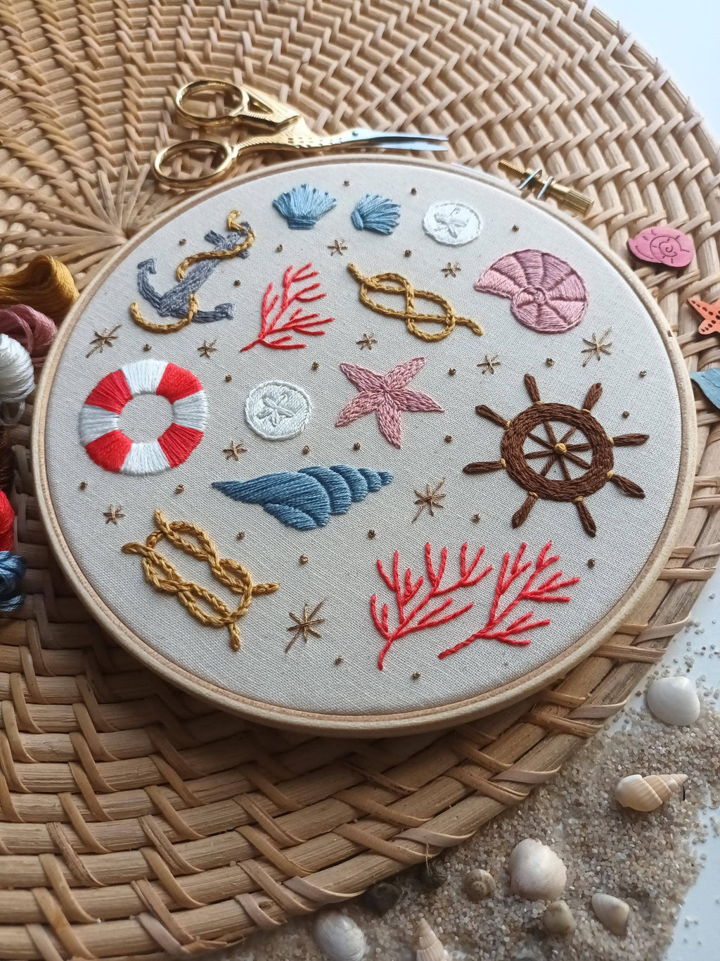 Embroidery kit - Shells and sails