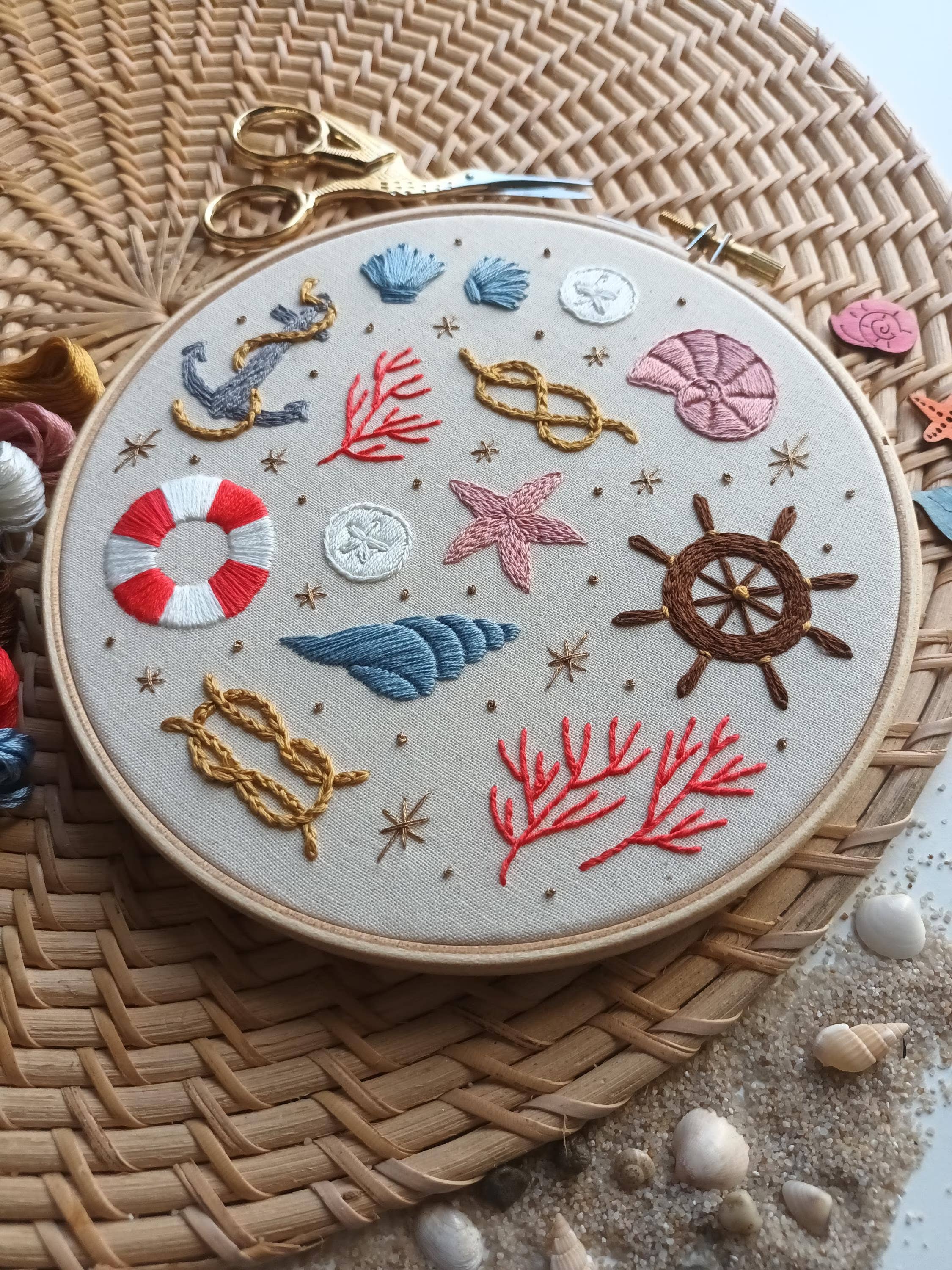 Embroidery kit - Shells and sails