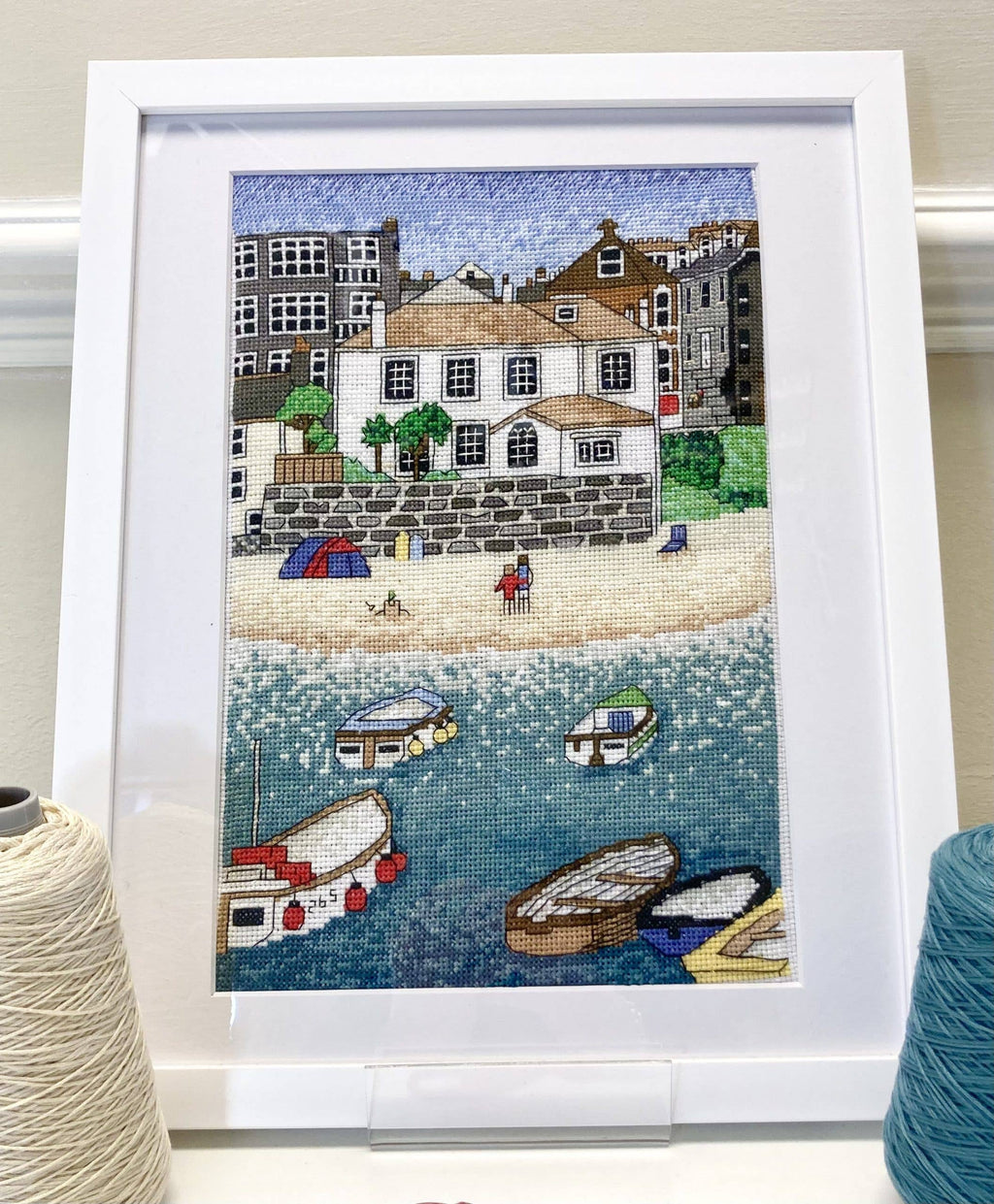Sunny  Harbour, St Ives Cross Stitch Kit , Cornwall Counted Cross Stitch