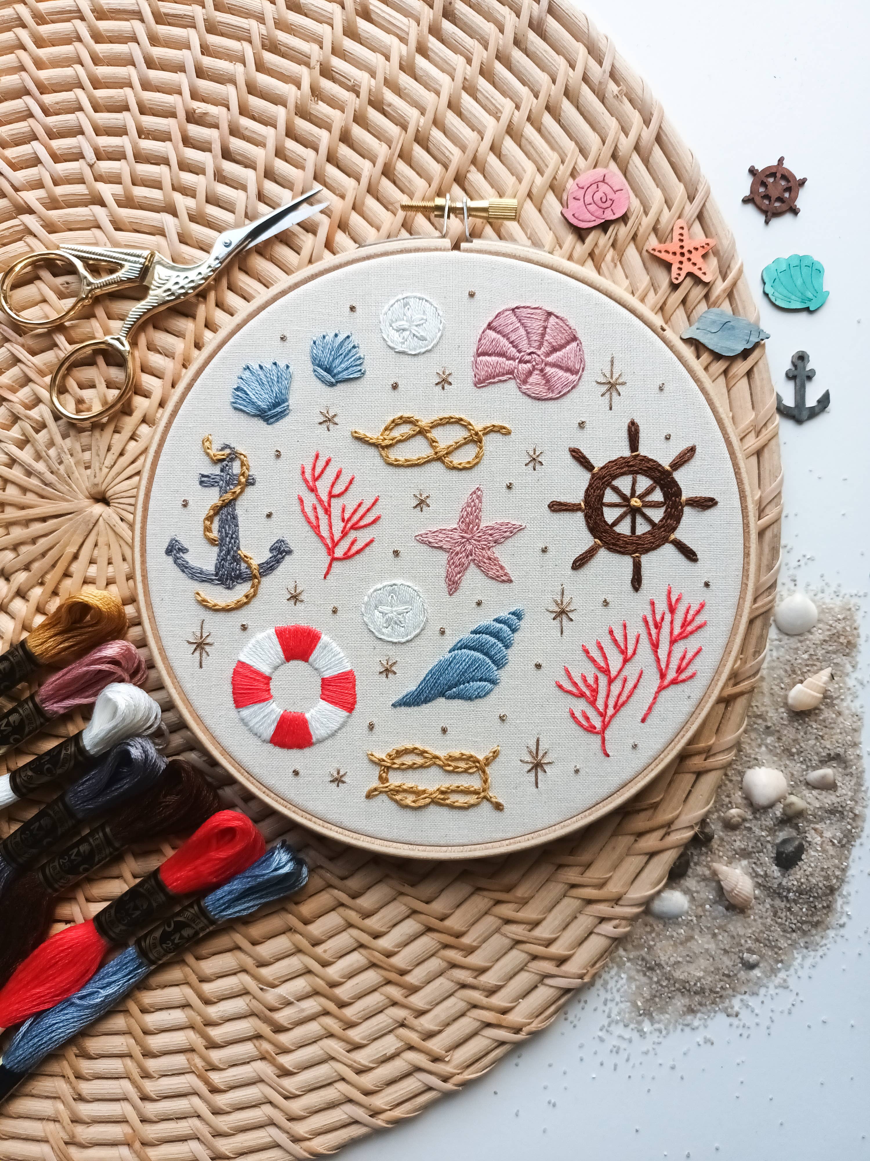 Embroidery kit - Shells and sails