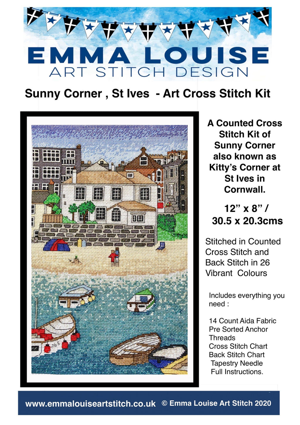 Sunny  Harbour, St Ives Cross Stitch Kit , Cornwall Counted Cross Stitch
