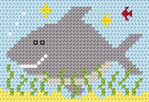 Sew Simple Shark Cross Stitch Kit by Fat Cat: 11 / 10 x 7cm