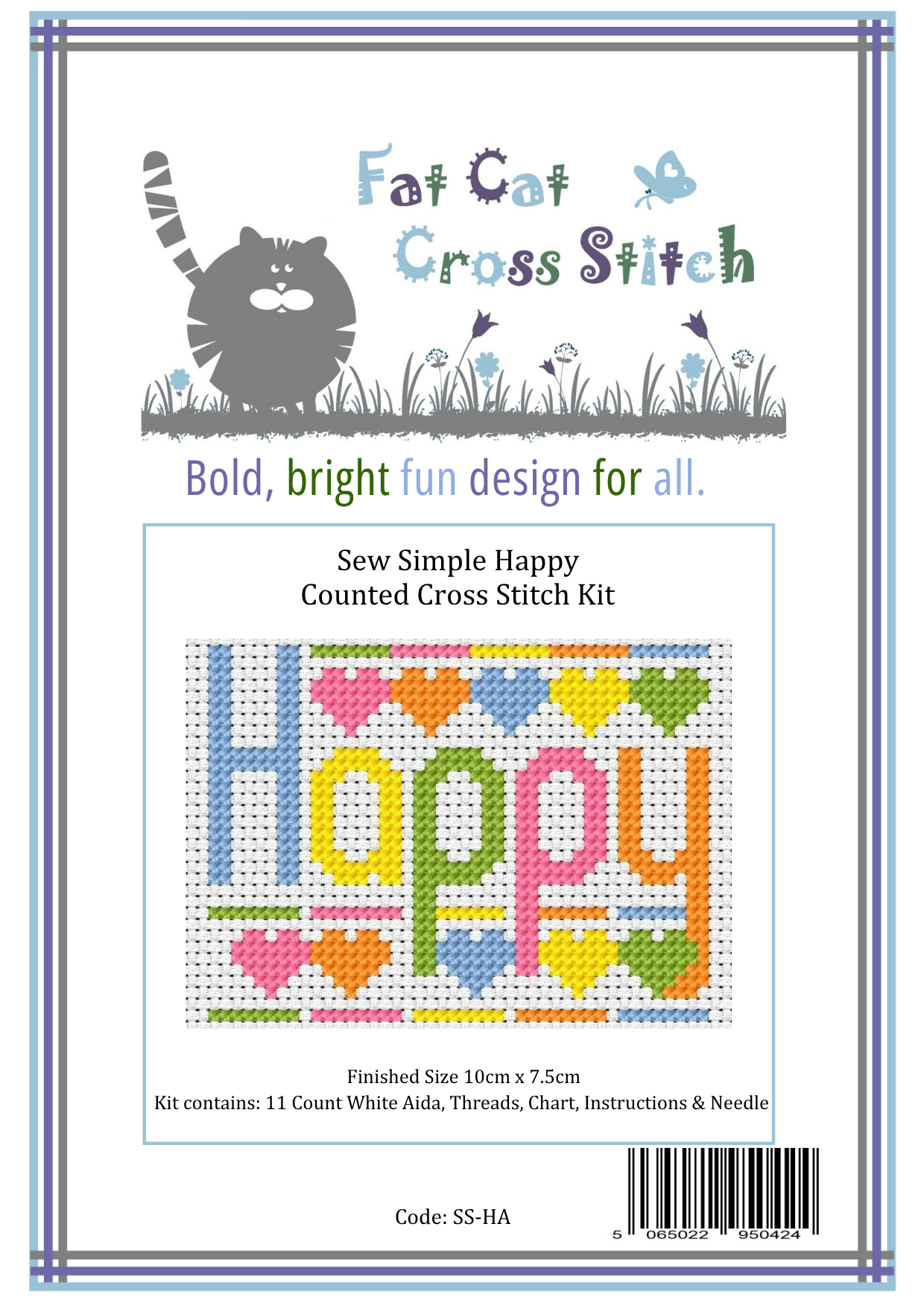 Sew Simple Happy Cross Stitch Kit by Fat Cat