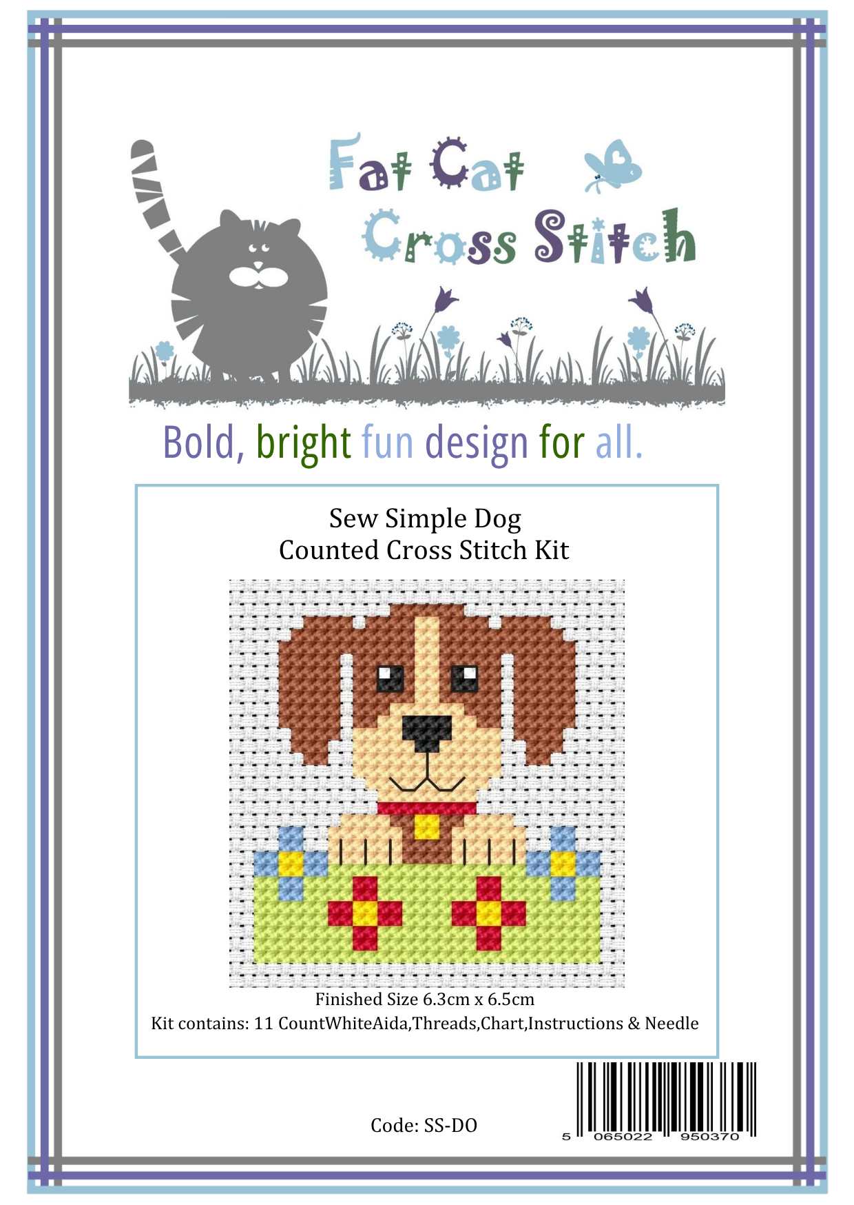 Sew Simple Dog Cross Stitch Kit by Fat Cat