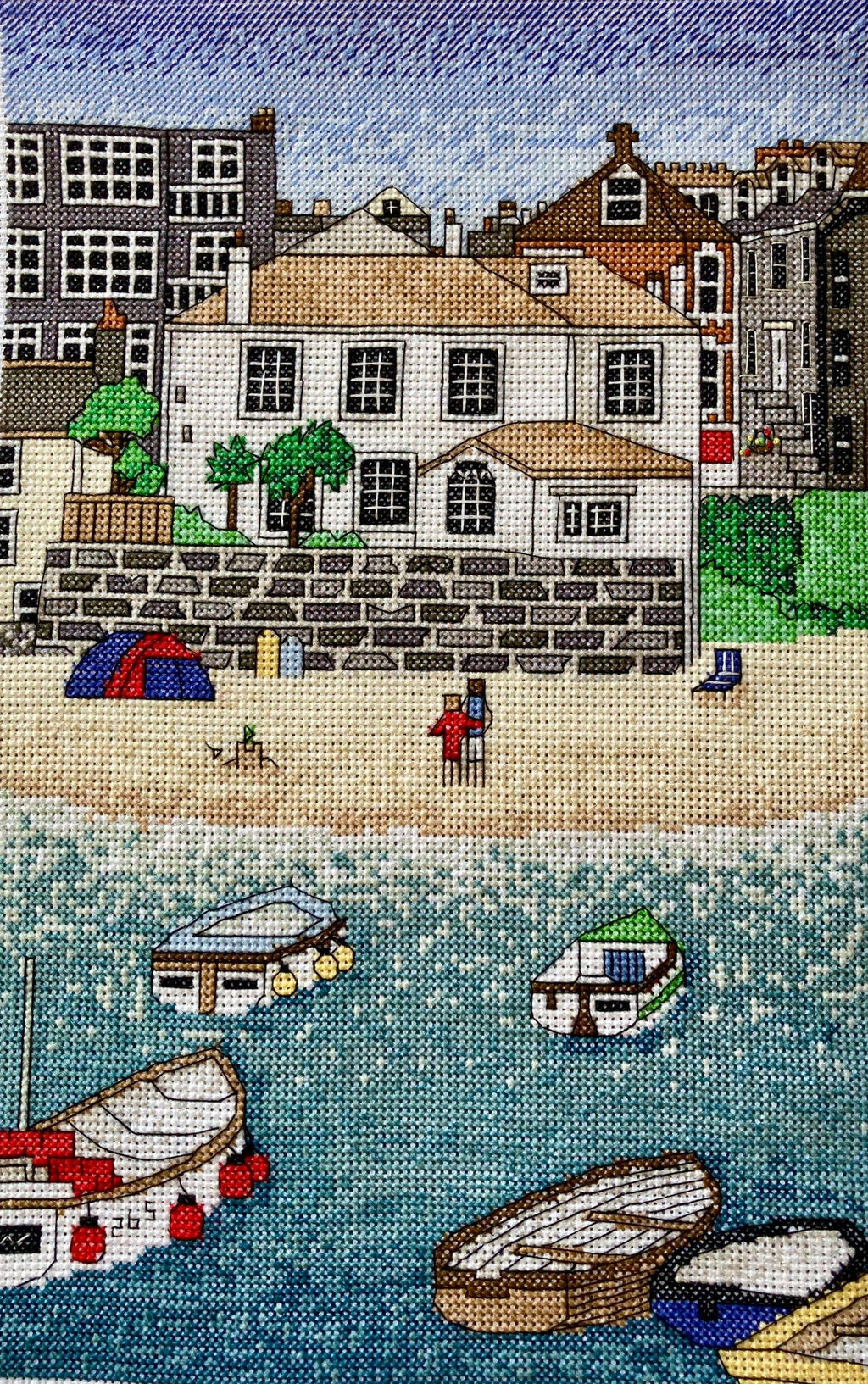 Sunny  Harbour, St Ives Cross Stitch Kit , Cornwall Counted Cross Stitch