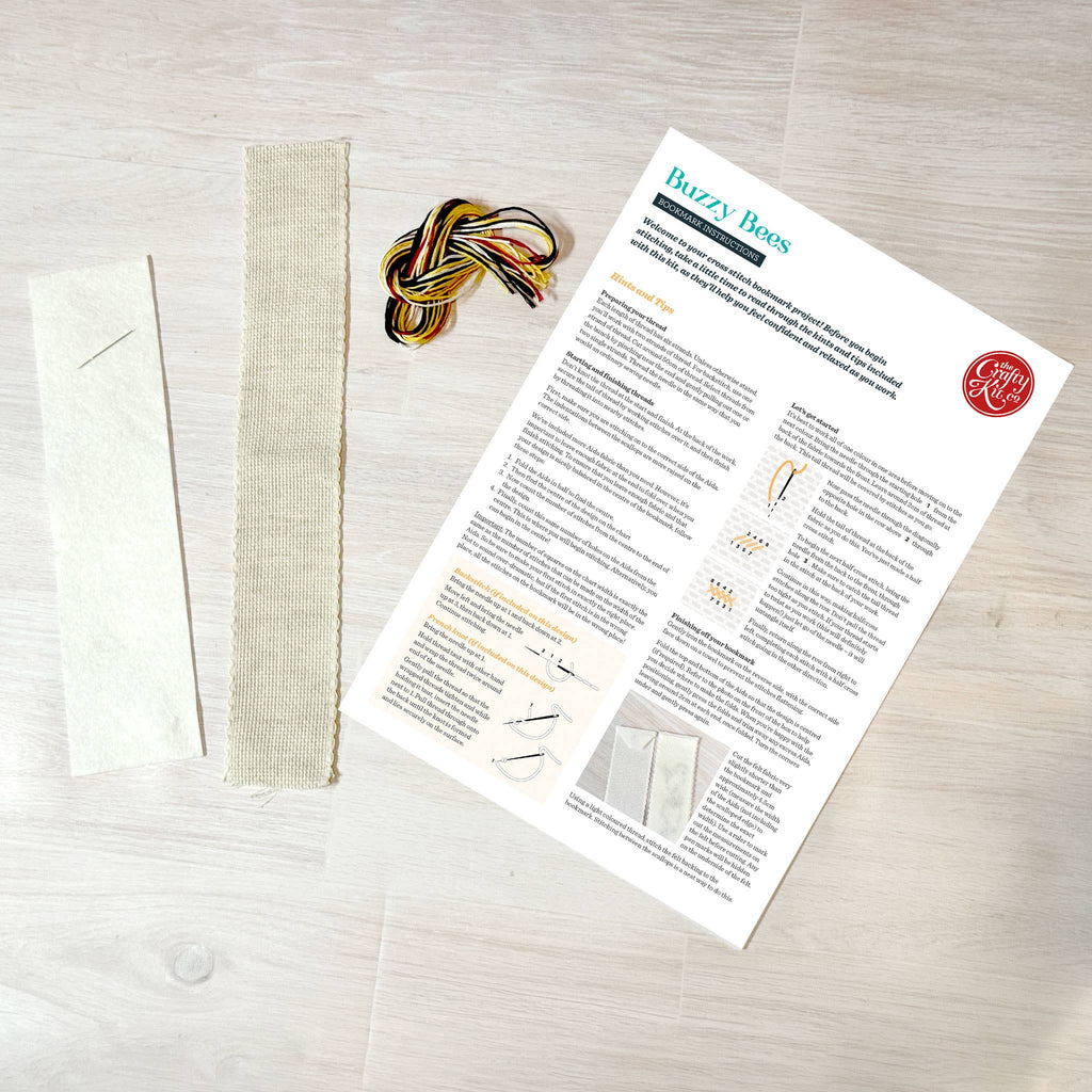 Buzzy Bees Cross Stitch Bookmark Kit