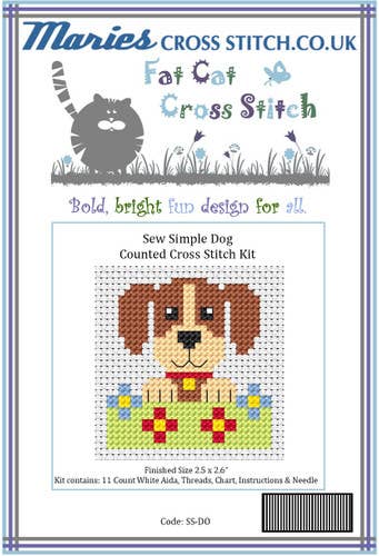 Sew Simple Dog Cross Stitch Kit by Fat Cat